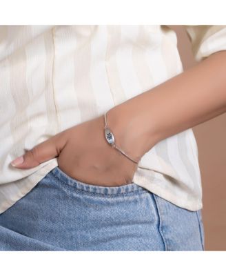 Thin Oval Medical ID Bracelet in Sterling Silver with Red Enamel