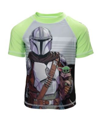 Boys The Mandalorian Pullover Rash Guard and Swim Trunks Outfit Set