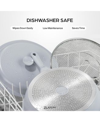 Zuka Ceramic 1.25 Qt. Ceramic 10 in 1 Nonstick Multi-Functional Saute Pan with Lid, Nylon Spoon