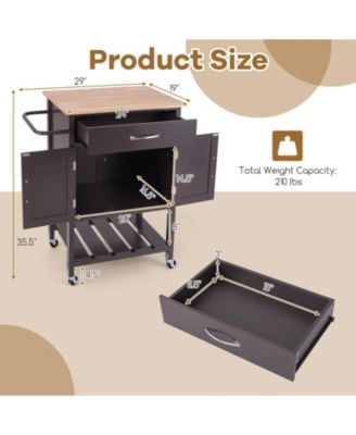 Rolling Kitchen Island Cart with Drawer and Towel Rack – Mobile Kitchen Storage and Prep Cart with Towel Holder