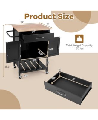 Rolling Kitchen Island Cart with Drawer and Towel Rack – Mobile Kitchen Storage and Prep Cart with Towel Holder