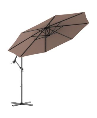 10Ft Patio Solar LED Outdoor Offset Hanging Umbrella w/ 24