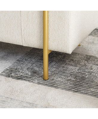 Upholstered Storage Bench with Cylindrical Armrests and Metal Legs Ottoman for Bedroom & Living Room or Entryway