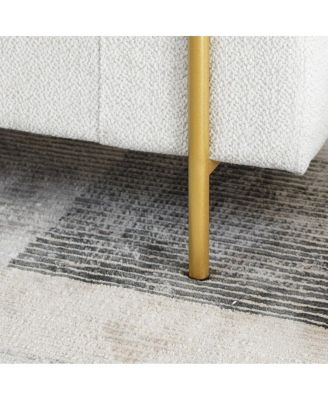 Upholstered Storage Bench with Cylindrical Armrests and Metal Legs Ottoman for Bedroom & Living Room or Entryway