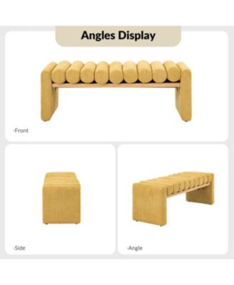 Modern Bench with Solid Wood and Removable Round Bolster Cushions