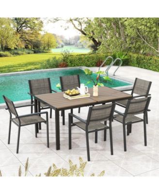 Large Outdoor Rectangle Dining Table with Metal Legs