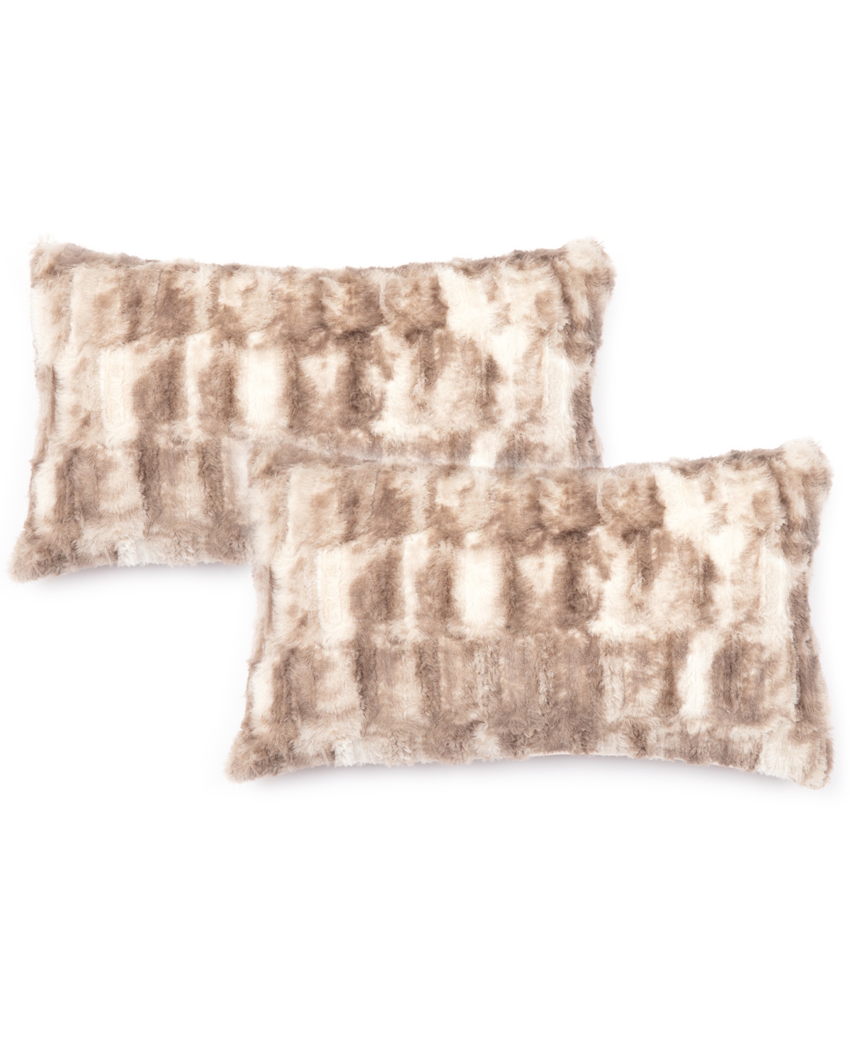 Cheer Collection Decorative Faux Fur Pillow Set, 12" X 20" In Neutral