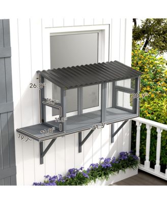 Outdoor Cat Catio, Cat Enclosure Window Perch with Jumping Platform