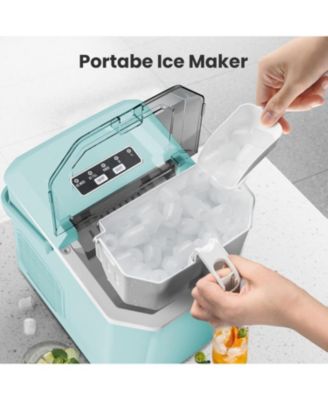 26Lbs Countertop Ice Maker, 9 Cubes in 8 Mins, Two Ice Size ,Self-Cleaning, with Scoop/Basket