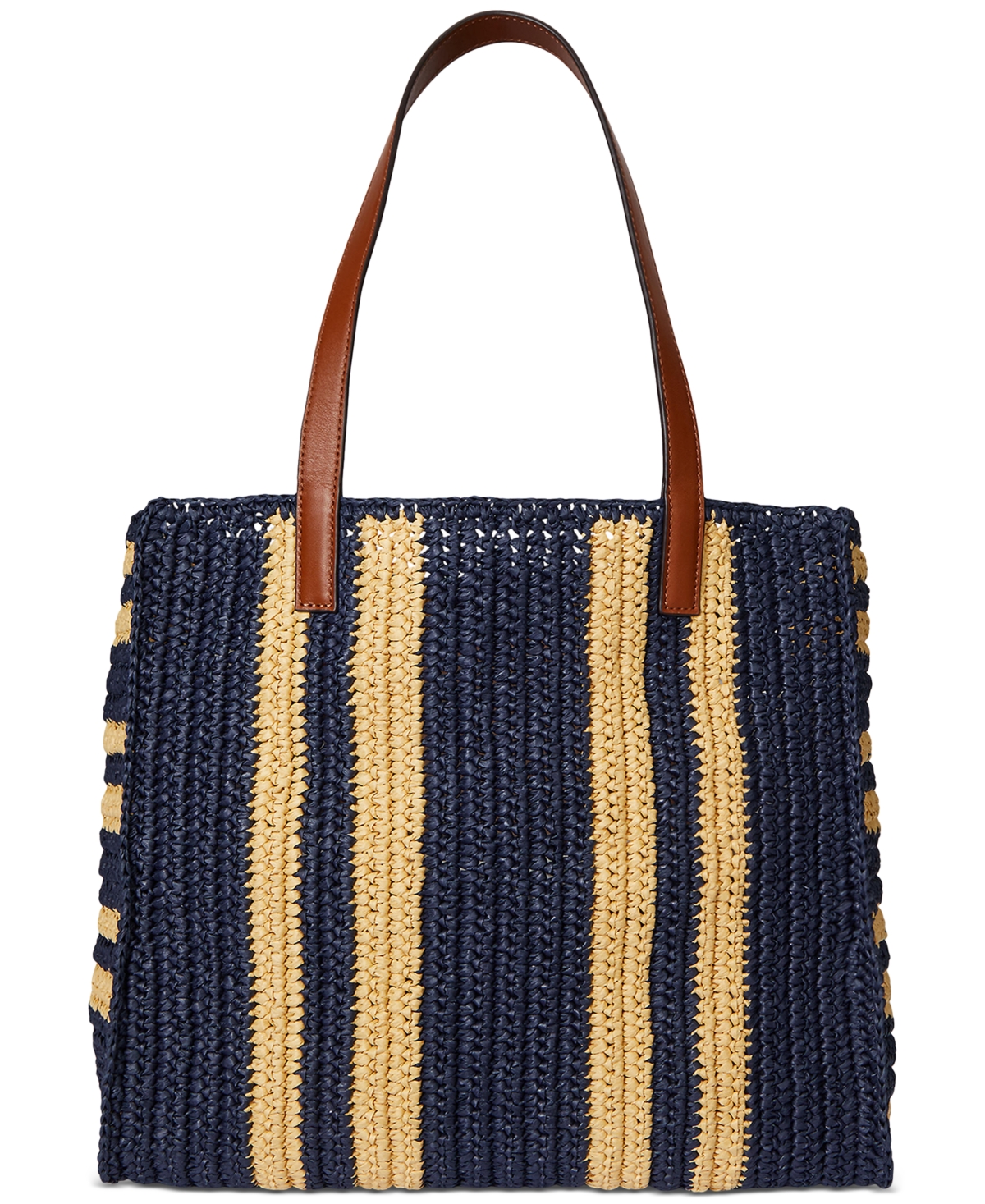 Ralph Lauren Striped Woven Straw Extra Large Wilow Tote Bag