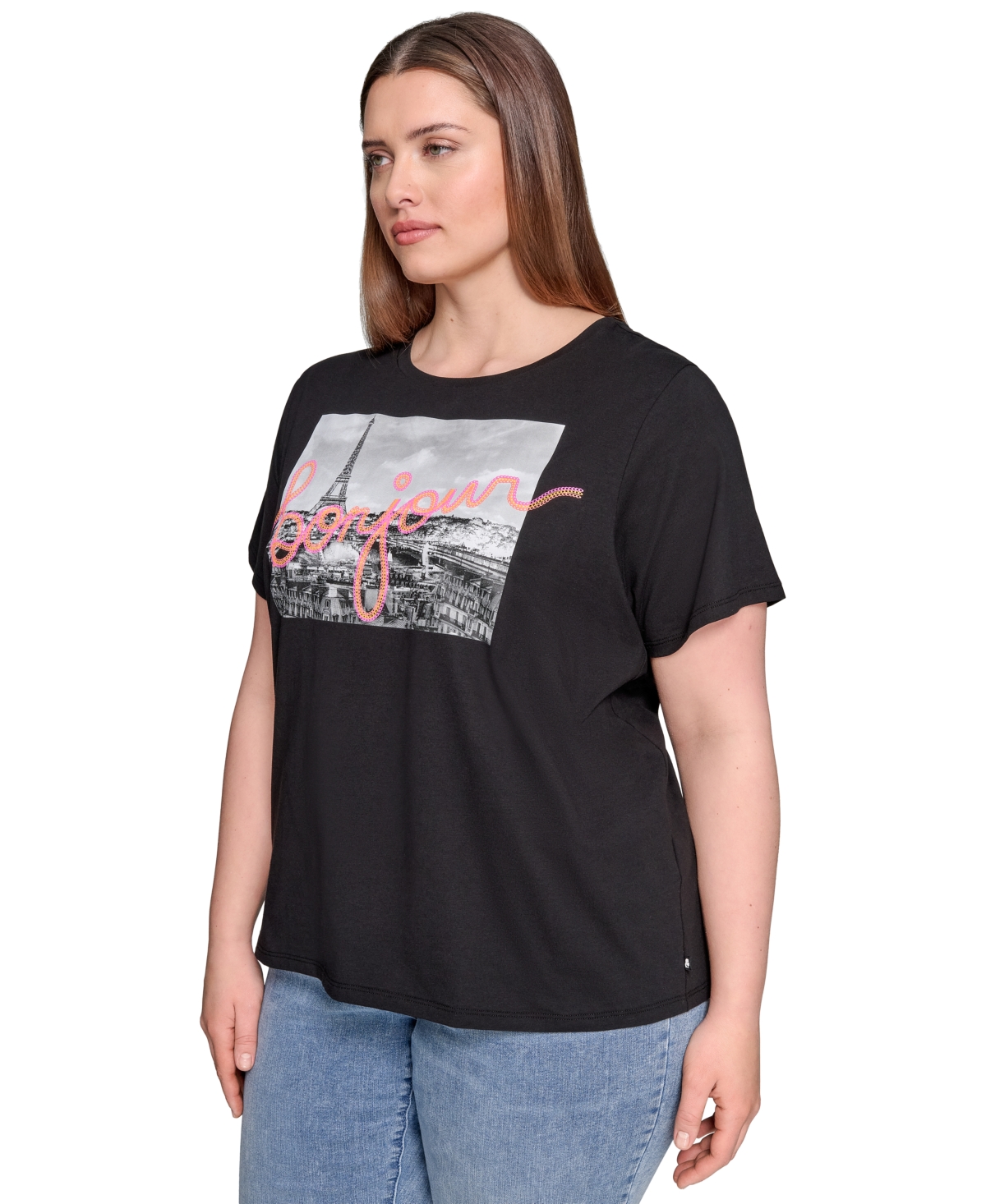 Karl Lagerfeld Plus Size Paris Bonjour Tee