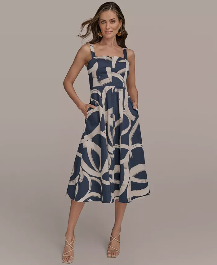 Women's Printed A-Line Midi Dress - thumbnail 2