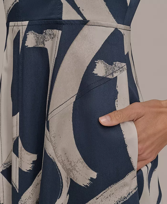 Women's Printed A-Line Midi Dress - thumbnail 7