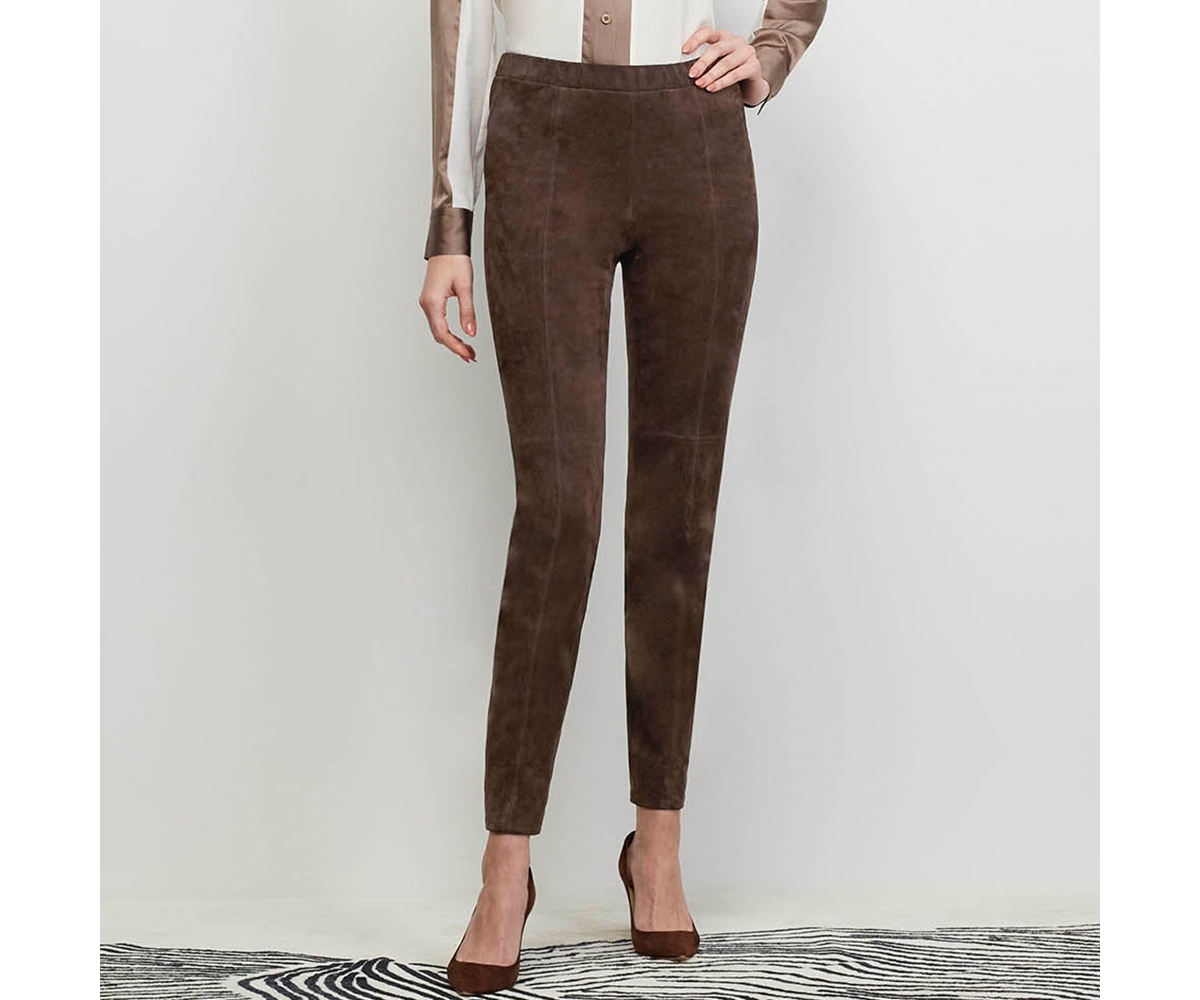 Women's Brown Suede Leggings Catwalk - Chocolate brown