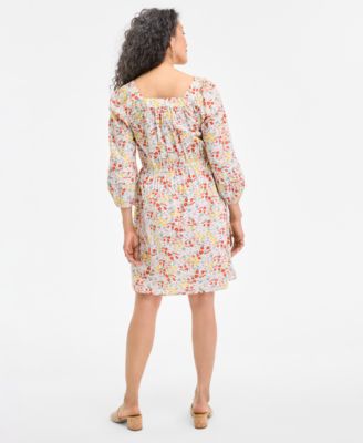 Women's Printed Lurex Square-Neck Dress, Exclusively at Macy's