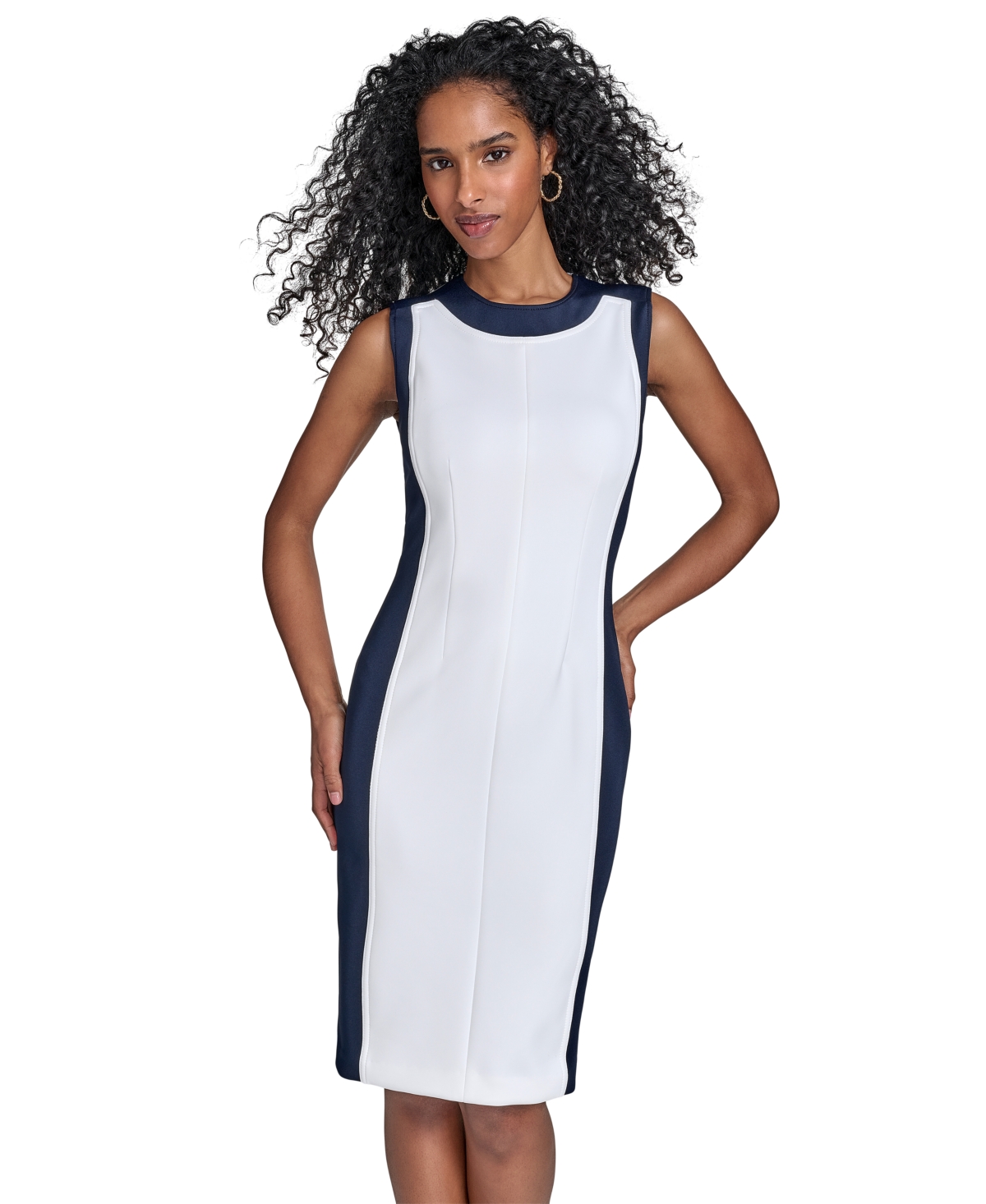 Calvin Klein Women's Colorblocked Sleeveless Scuba Sheath Dress In Multi