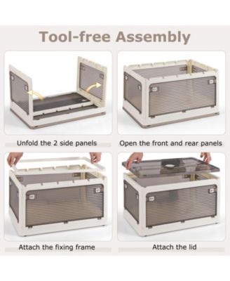 3-Piece Stackable Organizer Bins with Lids &amp;#x2013; Easy Access Storage with 5 Opening Styles for Home or Office