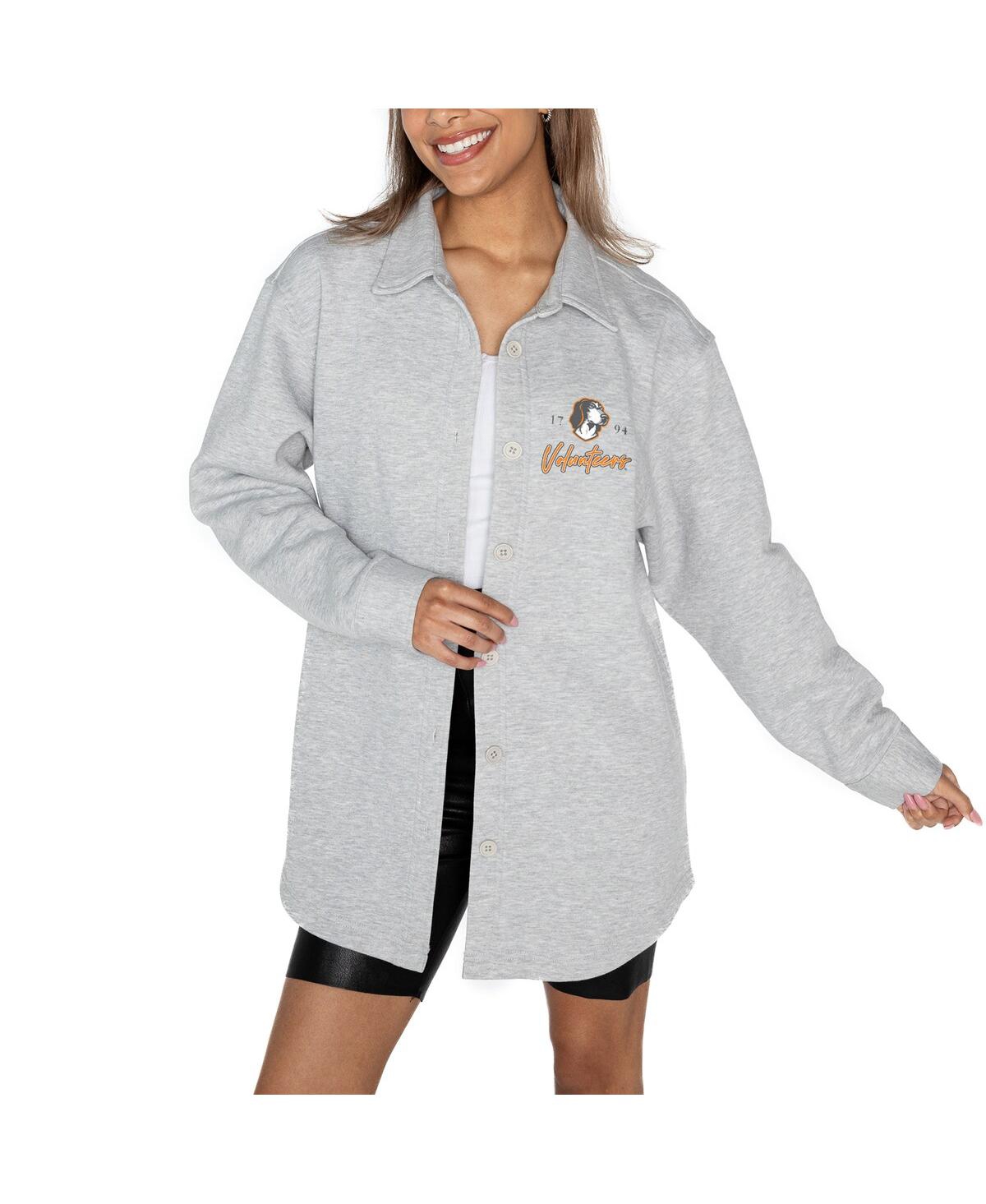 Women's Ash Tennessee Volunteers Foundation Full-Button Long Sleeve Overshirt - Ash