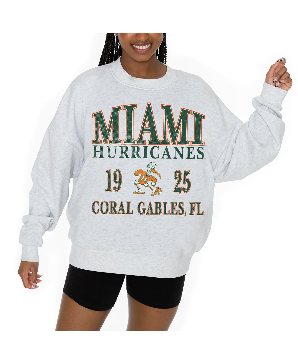 Gameday Couture Women's Ash Miami Hurricanes Premium Fleece Pullover Sweatshirt In White