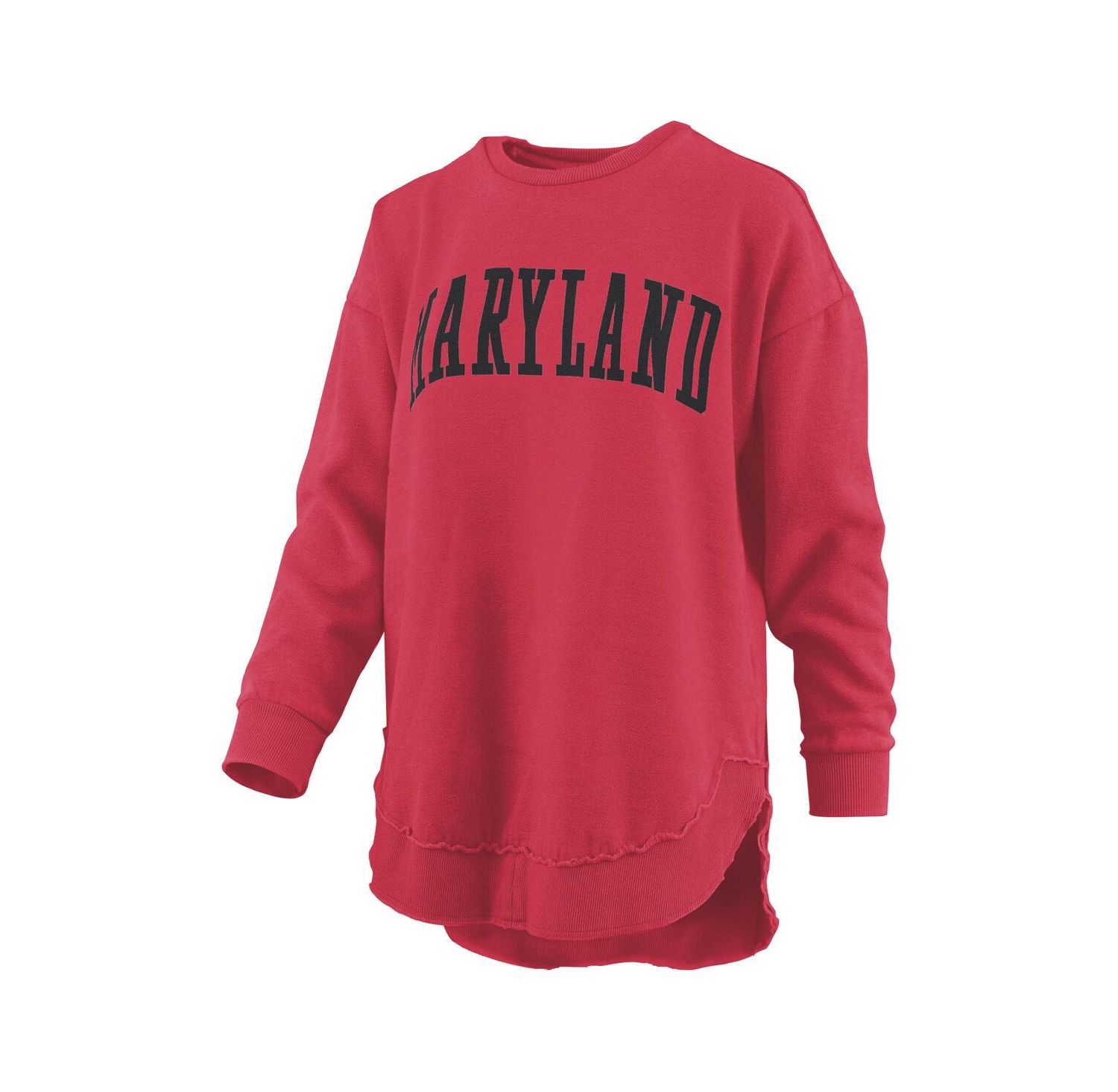 Women's Red Maryland Terrapins Melange Poncho Vintage Fleece Long Sleeve Pullover Sweatshirt