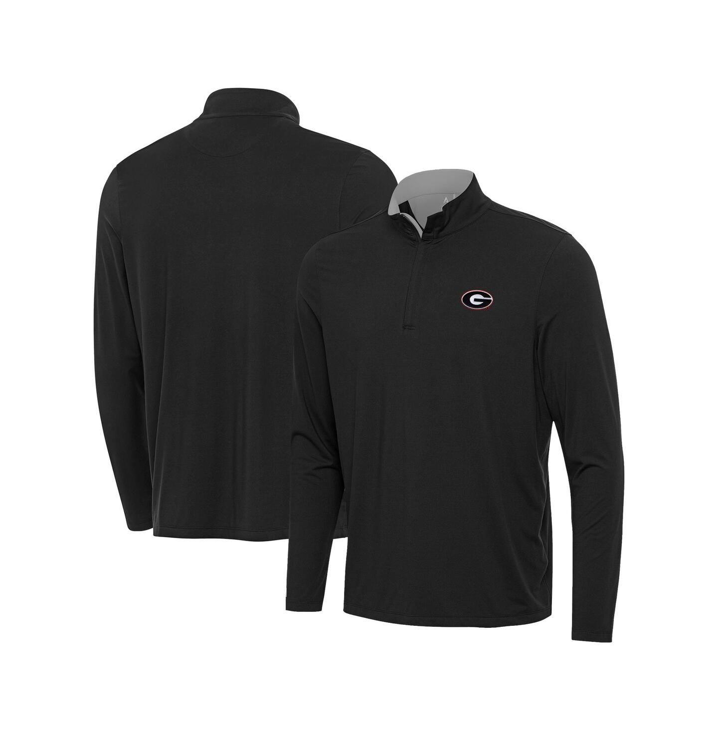 Мужской свитер Antigua Heather Gray Georgia Bulldogs Content Quarter-Zip Pullover Top — фото 1