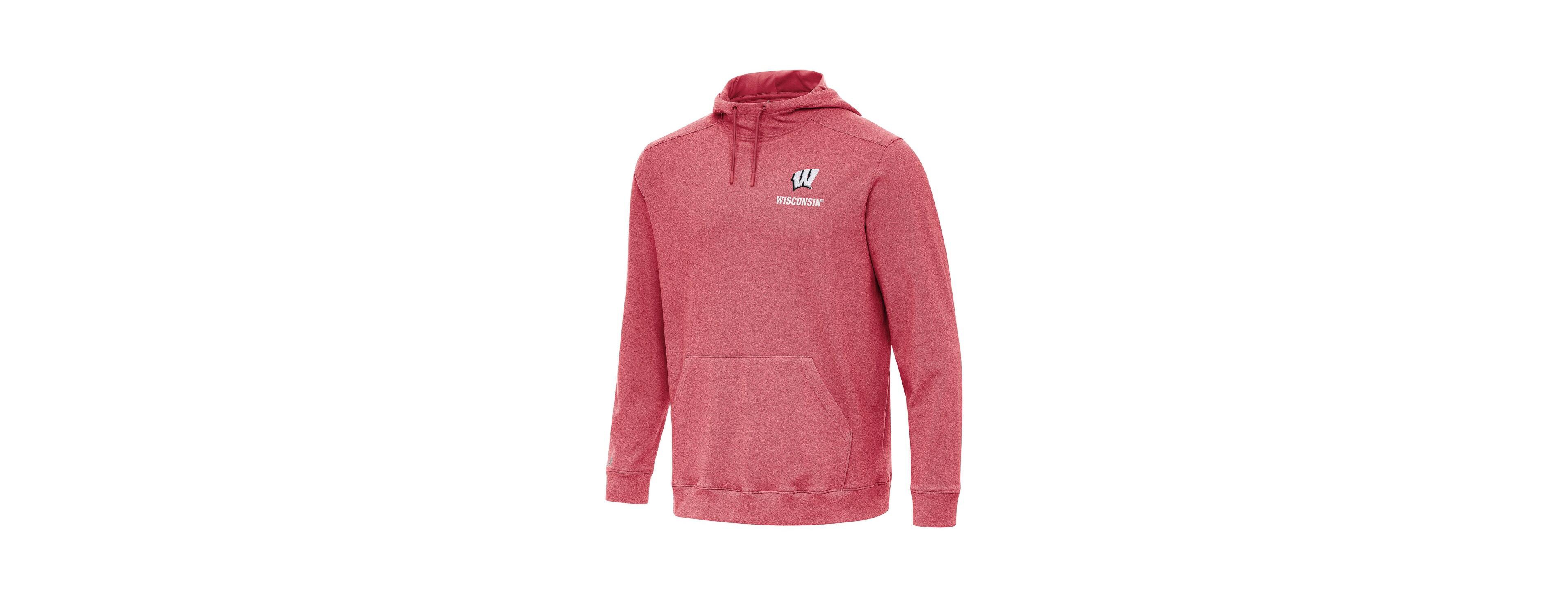 Antigua Men's Heather Red Wisconsin Badgers Cloud Pullover Hoodie