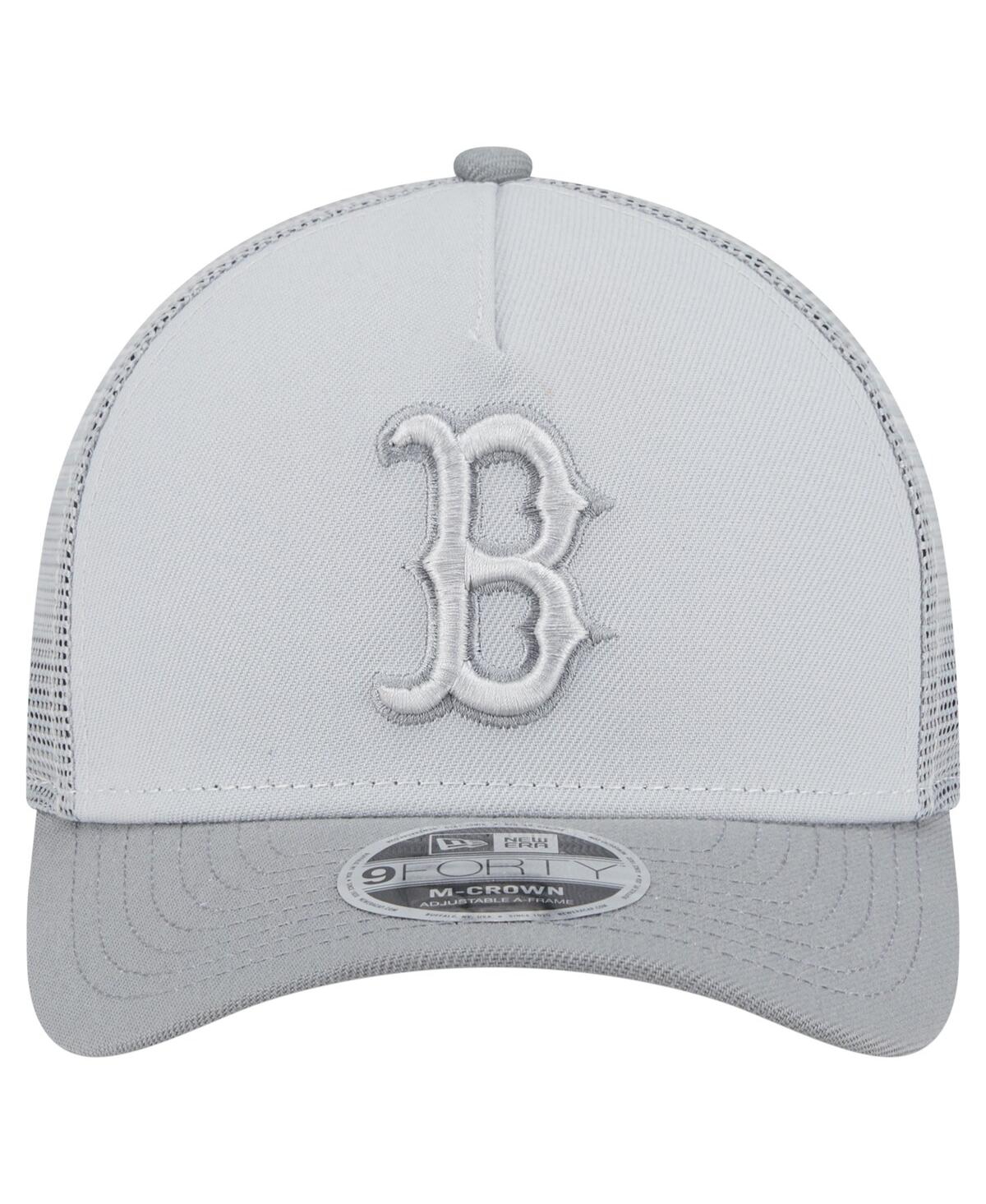 NEW ERA MEN'S GRAY BOSTON RED SOX COLOR PACK A-FRAME 9FORTY TRUCKER ADJUSTABLE HAT 