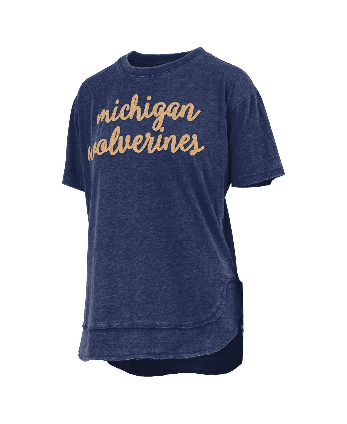 PRESSBOX WOMEN'SÂ NAVY MICHIGAN WOLVERINES PONCHO T-SHIRT 