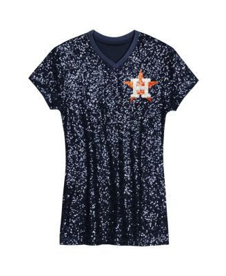 Girls Youth Navy Houston Astros Sequin V-Neck Dress