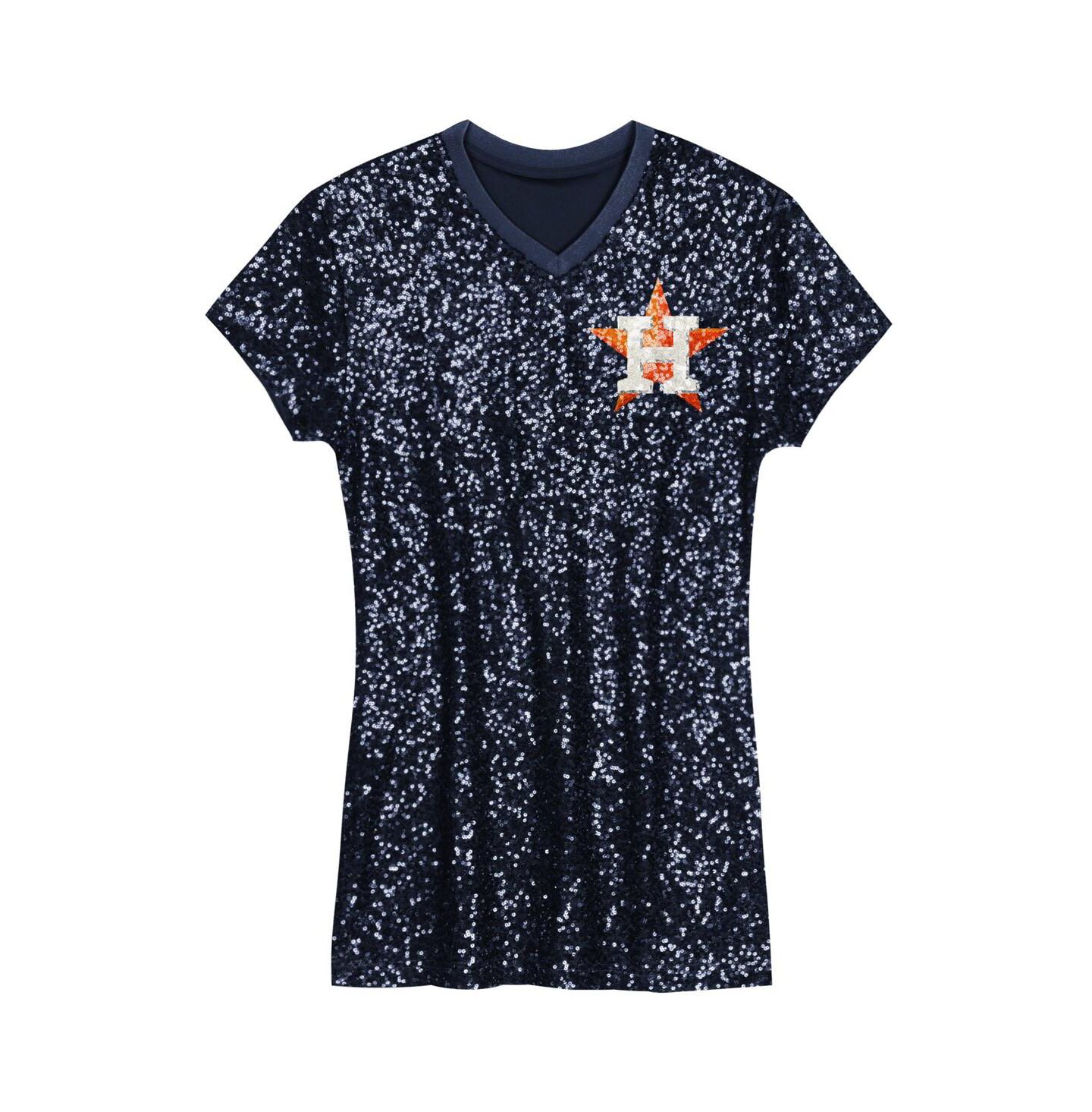 Платье Outerstuff Youth Navy Houston Astros Sequin V-Neck Dress для девочек — фото 2