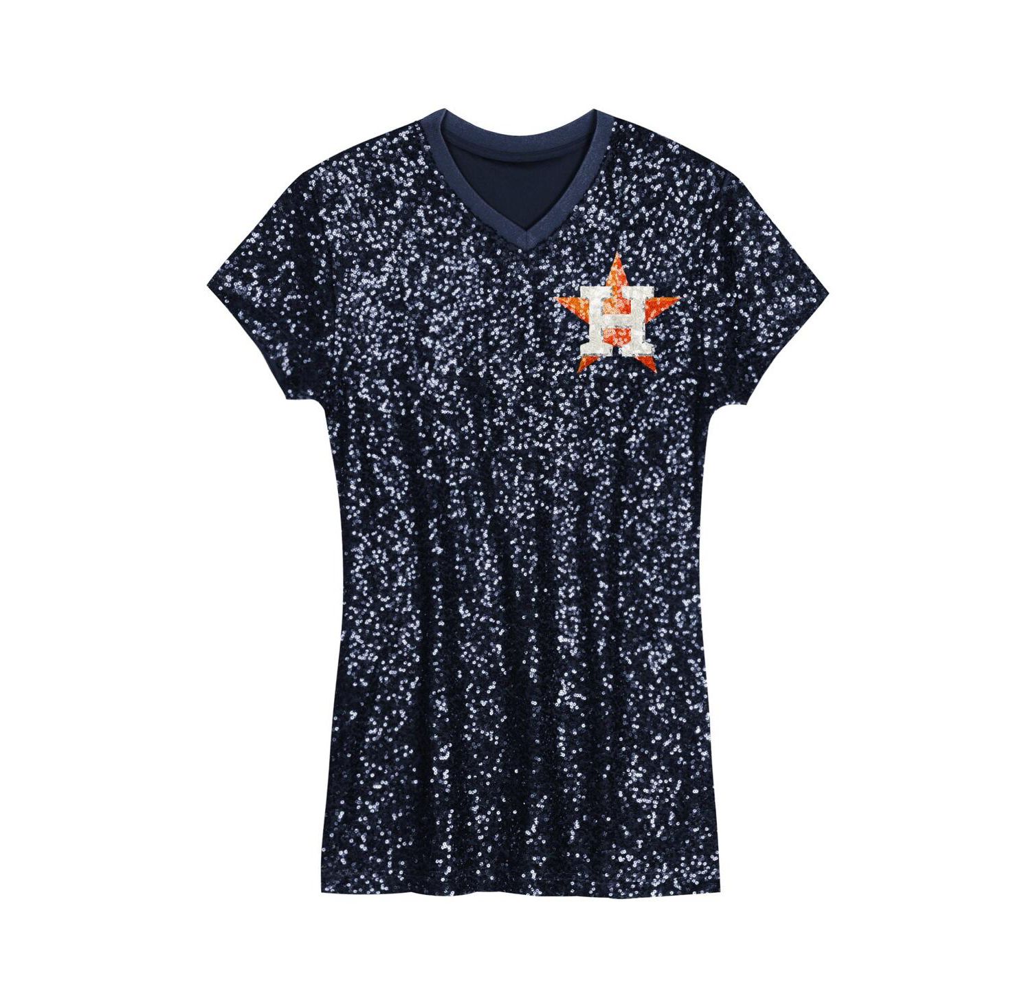 Girls Youth Navy Houston Astros Sequin V-Neck Dress