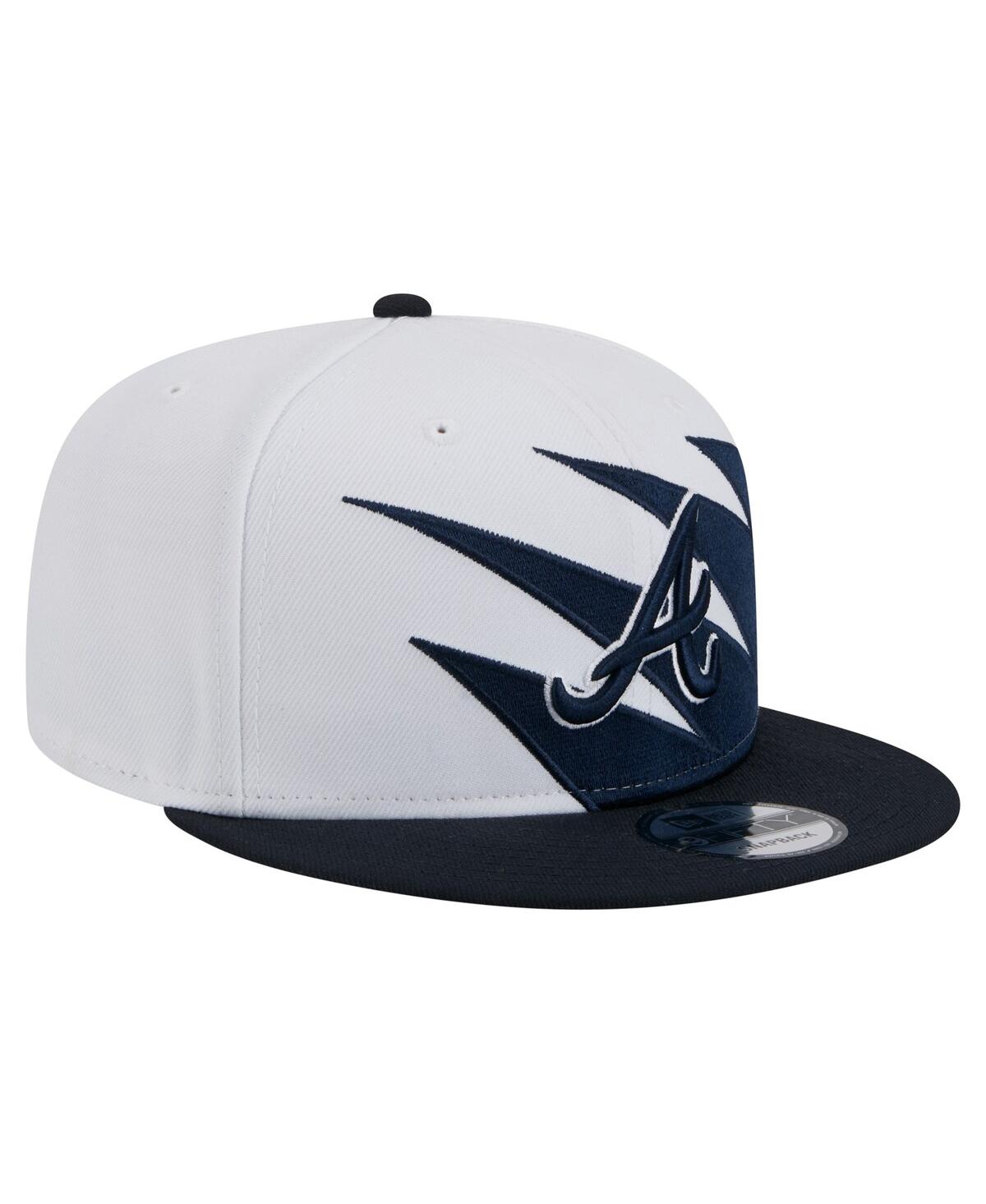 NEW ERA MEN'S NAVY/WHITE ATLANTA BRAVES JAGGED 9FIFTY SNAPBACK HAT 