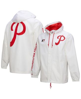 Mitchell & Ness - Men's White Philadelphia Phillies Vintage Full-Snap Hooded Coaches Jacket