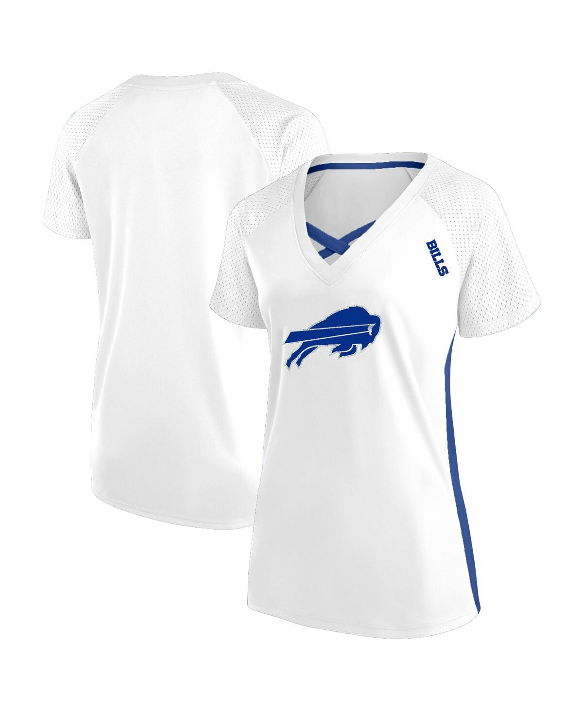 Fanatics Women's White Buffalo Bills Plus Size Glitter Lace-up V- Neck T-shirt In White