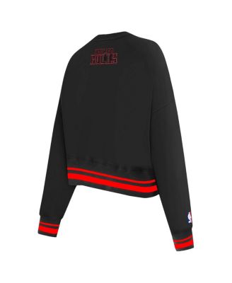Women's Black Chicago Bulls Area Code Cropped Pullover Sweatshirt