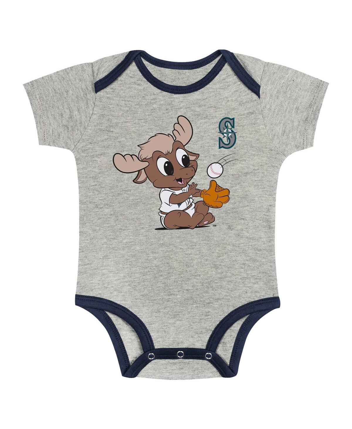 Outerstuff Newborn Infant Gray/white Seattle Mariners Play Ball Bodysuit Set 2-pack In Gray,white