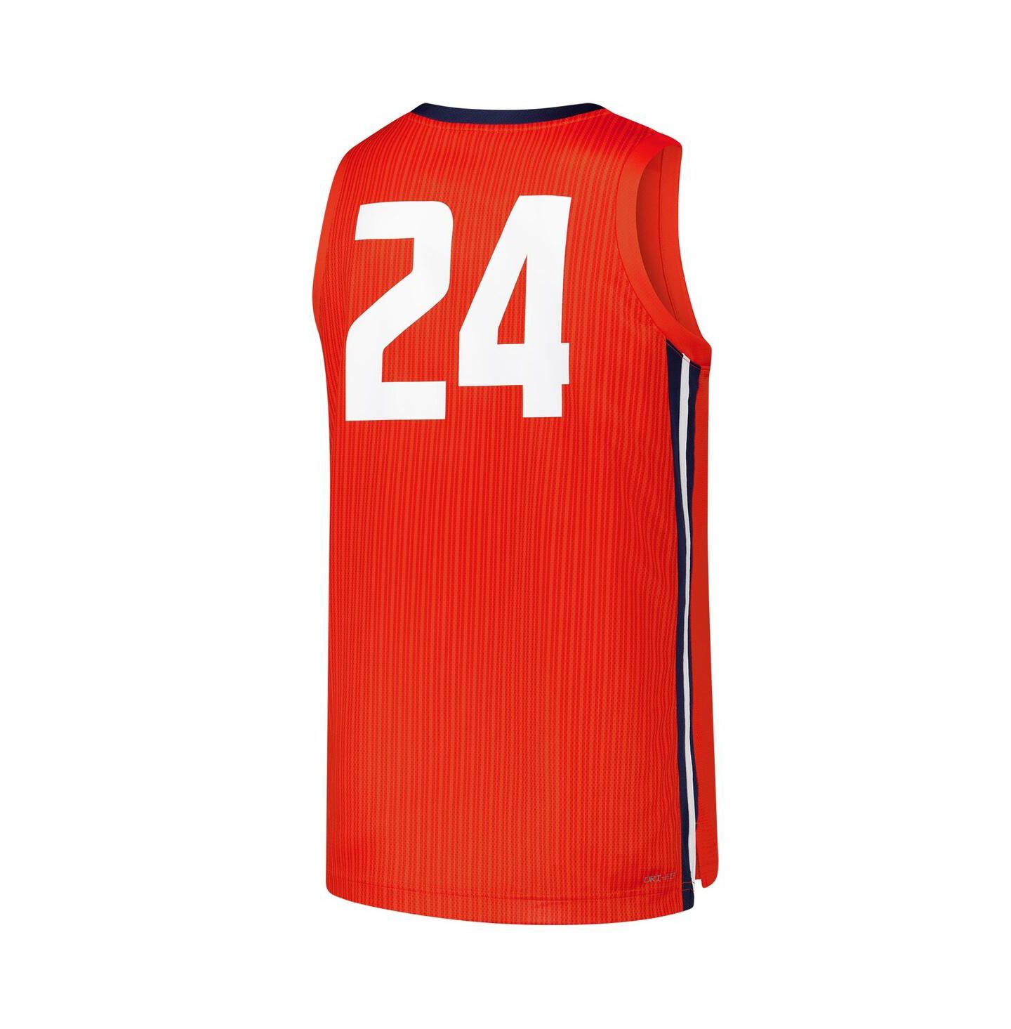 Мужской топ Nike 24 Orange Illinois Fighting Illini Replica Basketball Jersey — фото 2