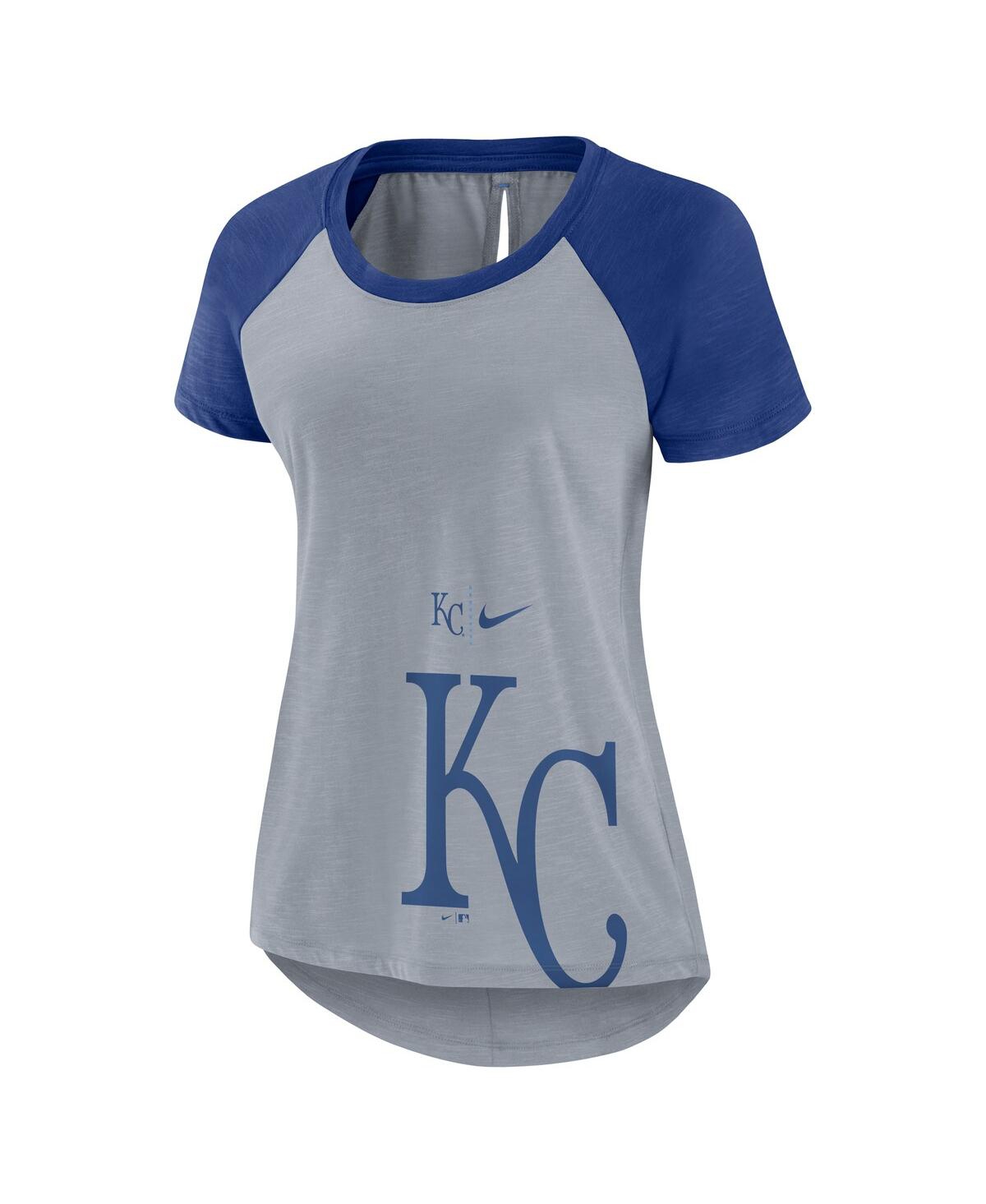 Nike Women's Heather Gray Kansas City Royals Summer Breeze Raglan Fashion T-shirt In Heather Gray