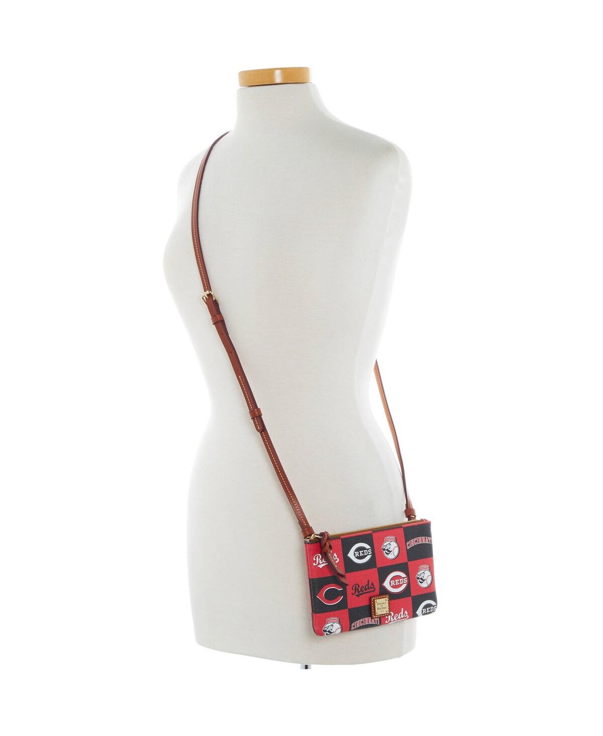 Dooney & Bourke Cincinnati Reds Top Zip Crossbody Purse In Brown