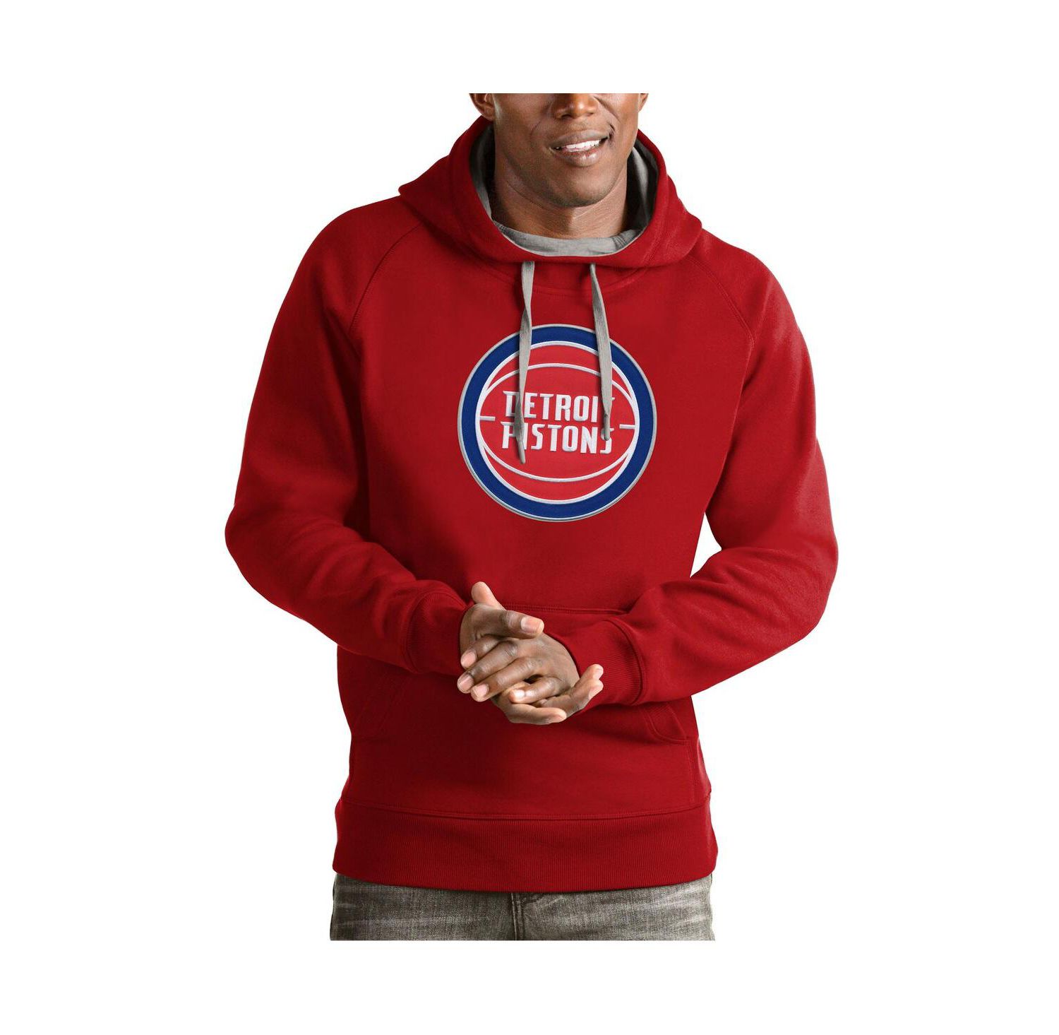 Men's Red Detroit Pistons Team Logo Victory Pullover Hoodie