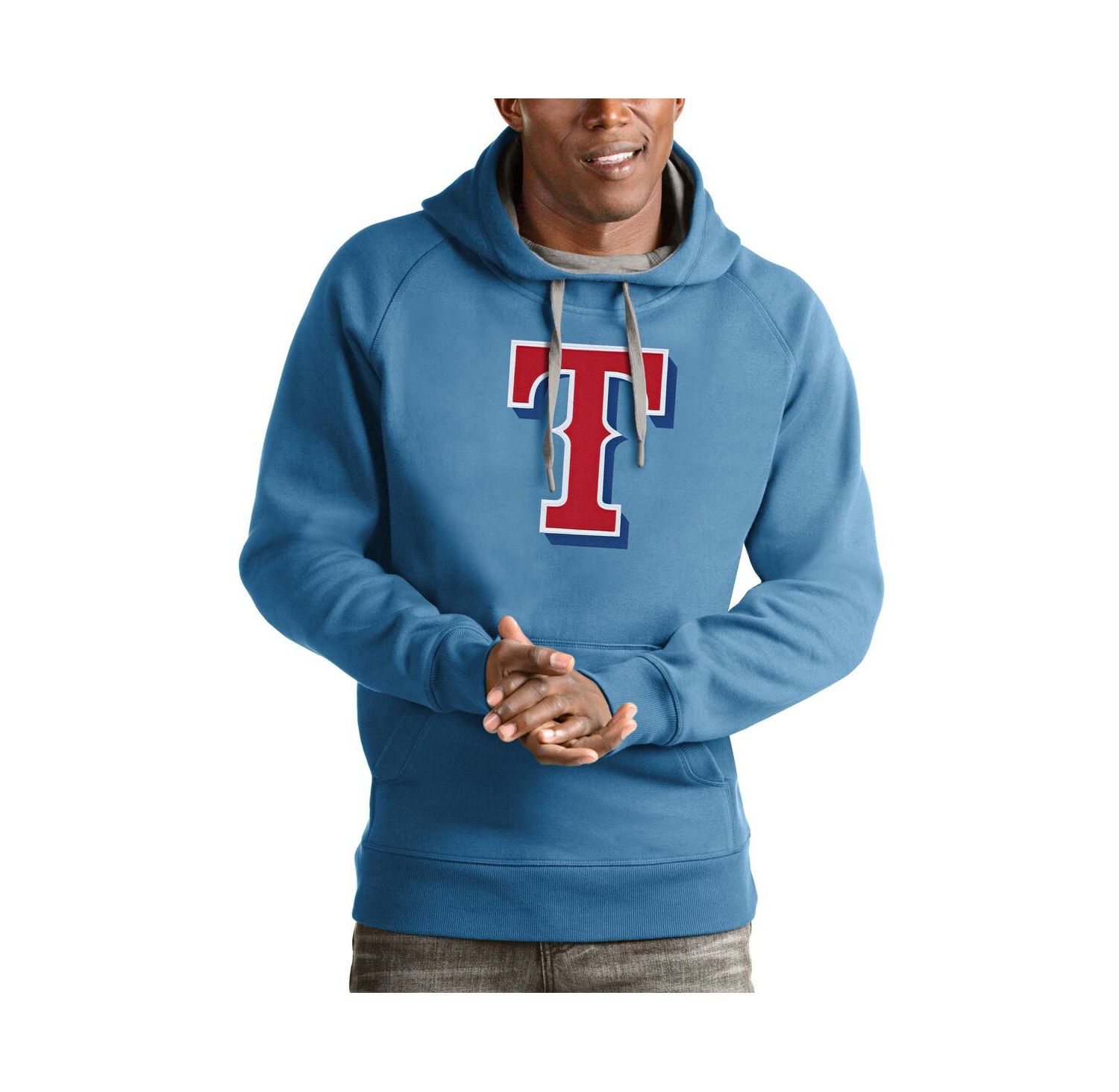 Men's Light Blue Texas Rangers Victory Pullover Team Logo Hoodie