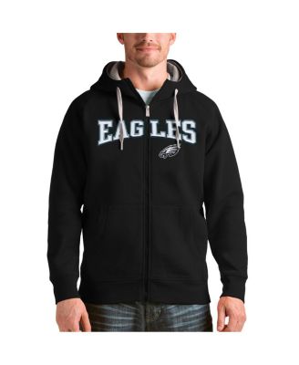 Antigua - Men's Black Philadelphia Eagles Wordmark Victory Full-Zip Hoodie