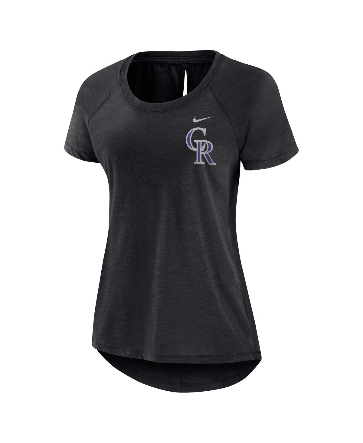 Nike Women's Heather Black Colorado Rockies Summer Breeze Raglan Fashion T-shirt In Heather Black