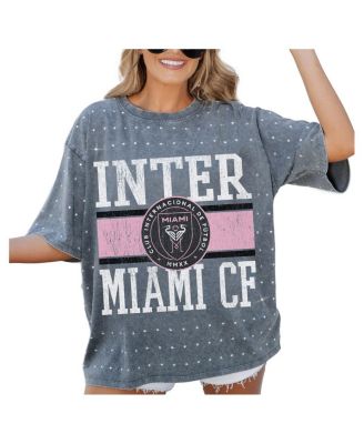 Gameday Couture - Women's&nbsp; Gray Inter Miami CF Oversized Mini Rhinestone Classic T-Shirt
