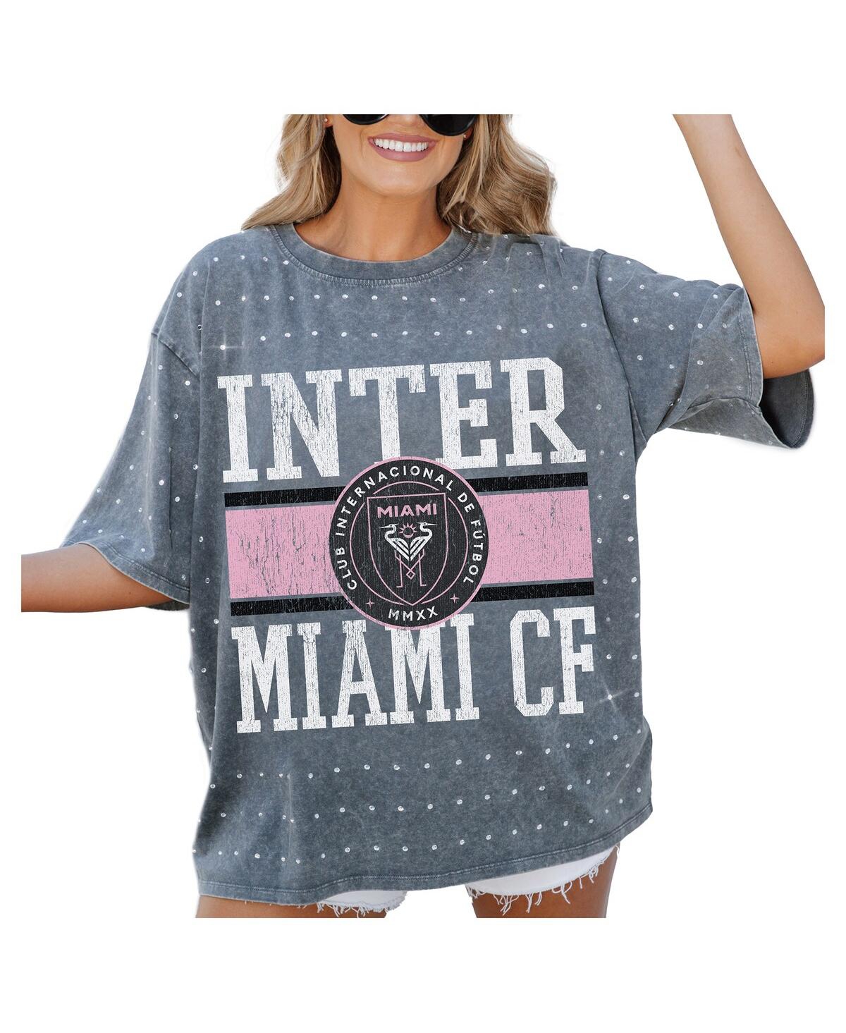 Shop Gameday Couture Women's Gray Inter Miami Cf Oversized Mini Rhinestone Classic T-shirt