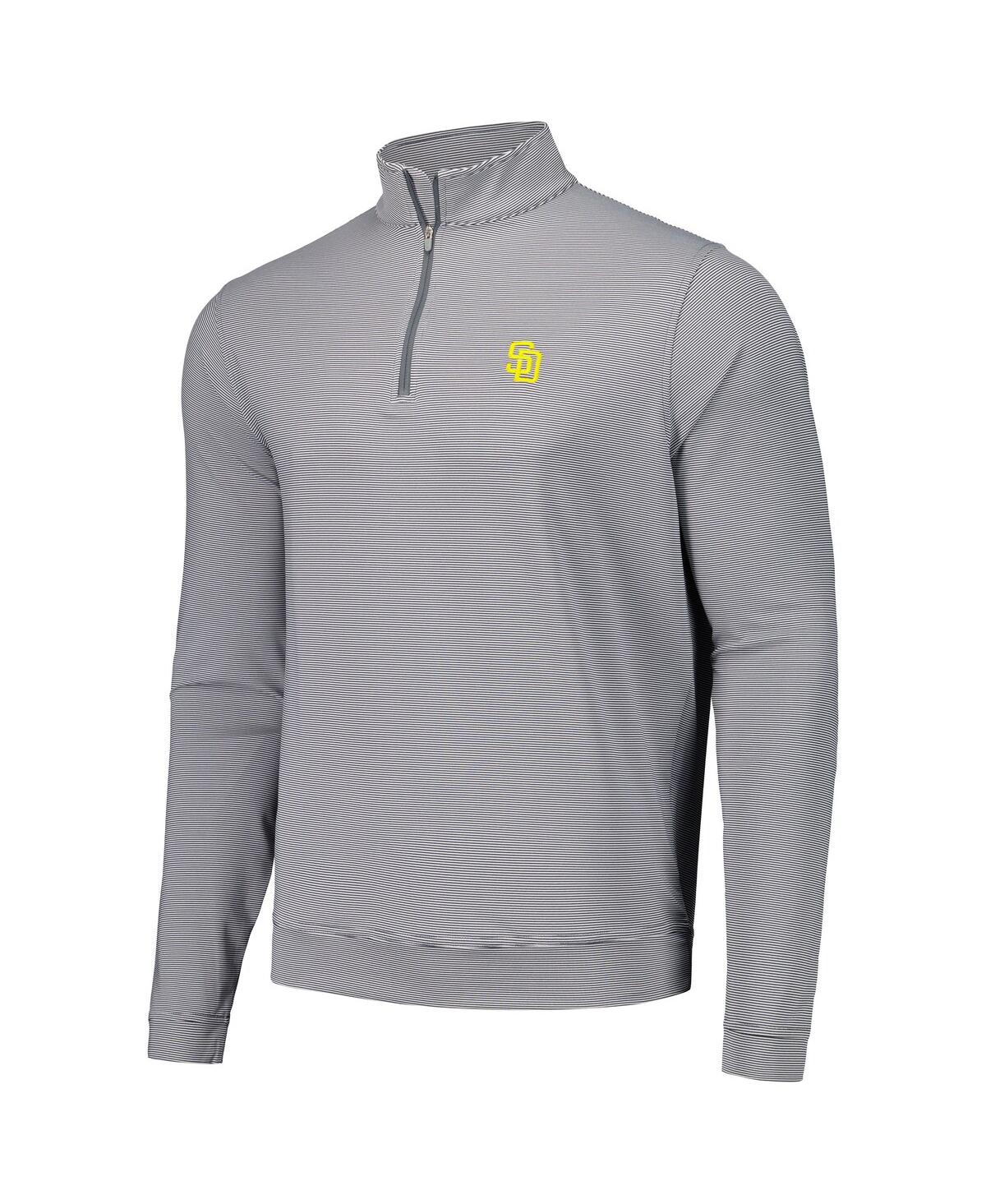 Peter Millar Men's Gray San Diego Padres Perth Sugar Stripe Performance Quarter-zip Top In Gray