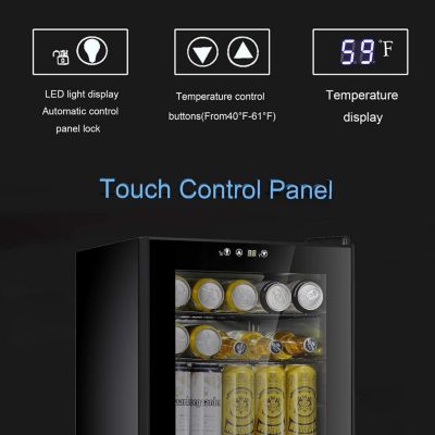Glass Door 4.4 cu.ft. 145-Can Digital Display Adjustable Shelves Freestanding Beverage Refrigerator Cooler