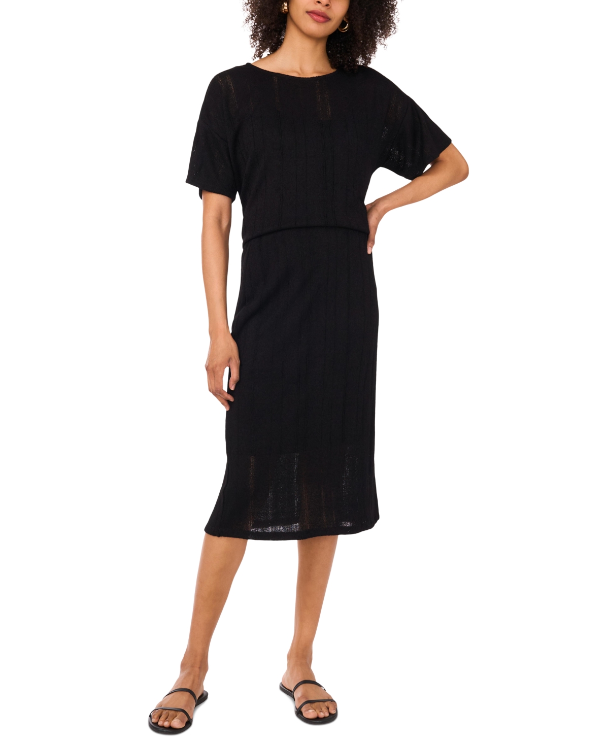 Shop Vince Camuto Women's Pull-on Side-slit Midi Skirt