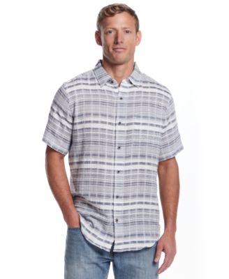 Weatherproof Vintage - Men's Short Sleeve Dobby Stripe Button-Front Shirt