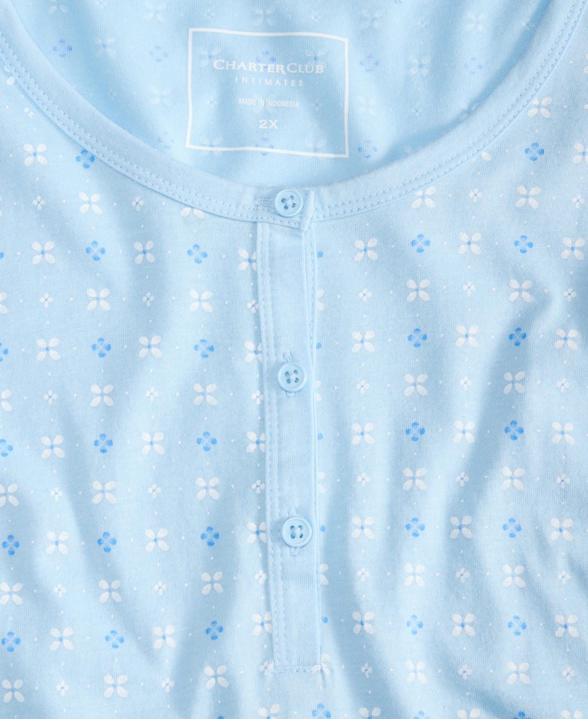 CHARTER CLUB PLUS SIZE COTTON ESSENTIAL HENLEY SLEEP SHIRT, EXCLUSIVELY AT MACY'S 